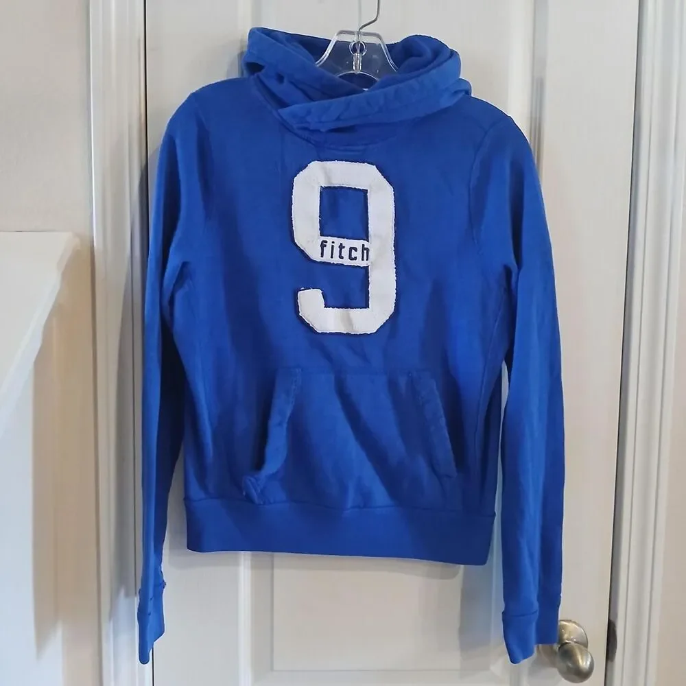 Y2K VTG distressed Abercrombie kids hoodie number 9 fitch embroidered XL Preppy